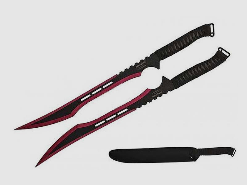Ninja Schwerter Set schwarz-rot mit Scheide