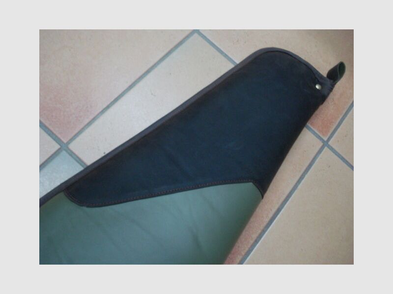 Nobil Hunting Futteral verde cuero liso longitud: 140 cm, bolsillo exterior