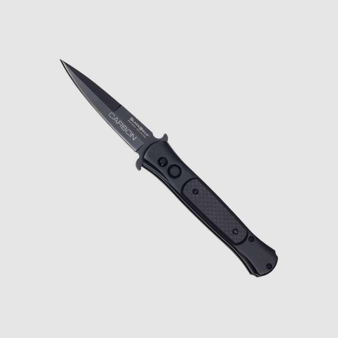 Springmesser BlackField Carbon einseitig geschliffene Klinge Dolch-förmig
