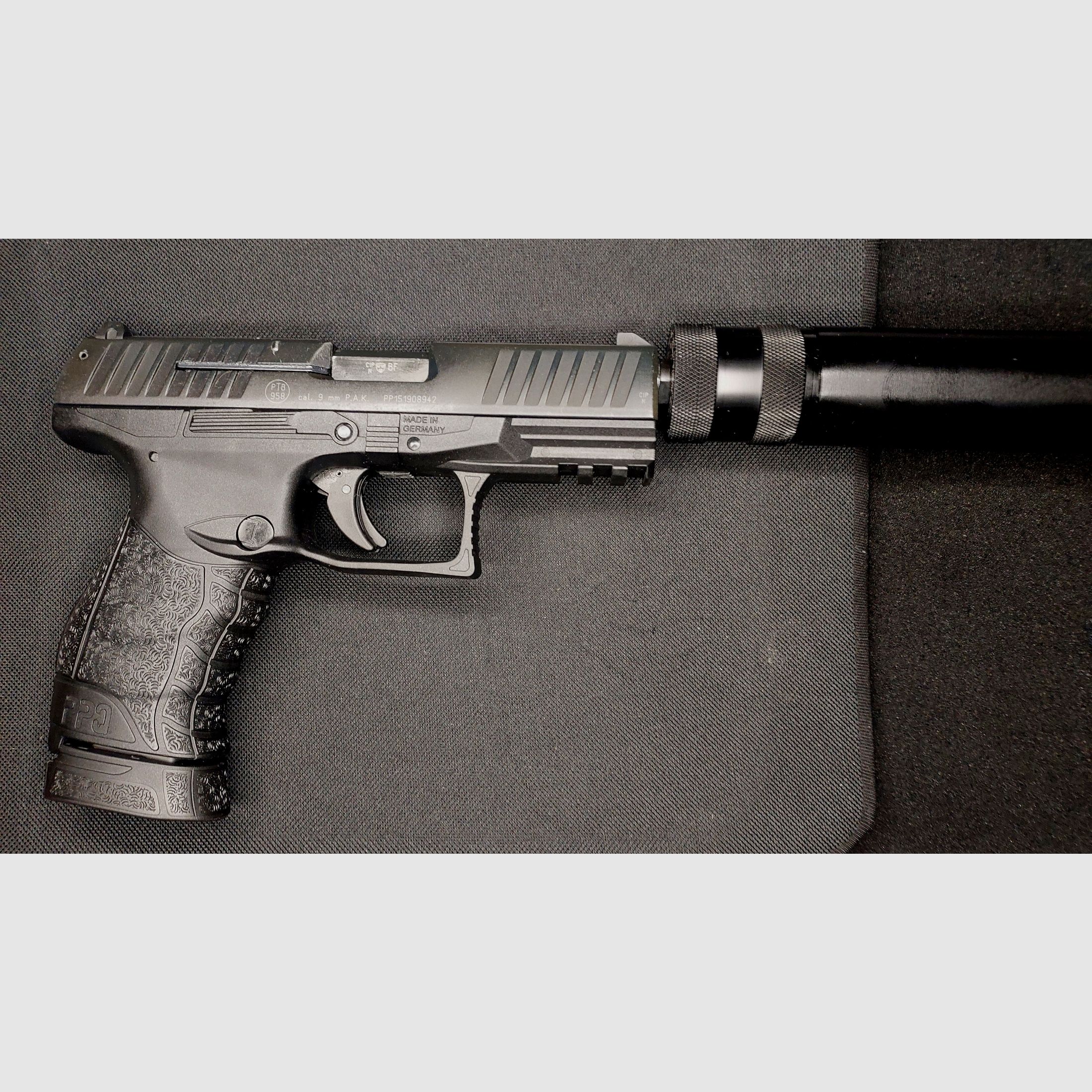 Walther PPQ M2 Navy Kit Schreckschuss Pistole 9mm P.A.K. schwarz (PTB 958) - mit Schalldämpfer