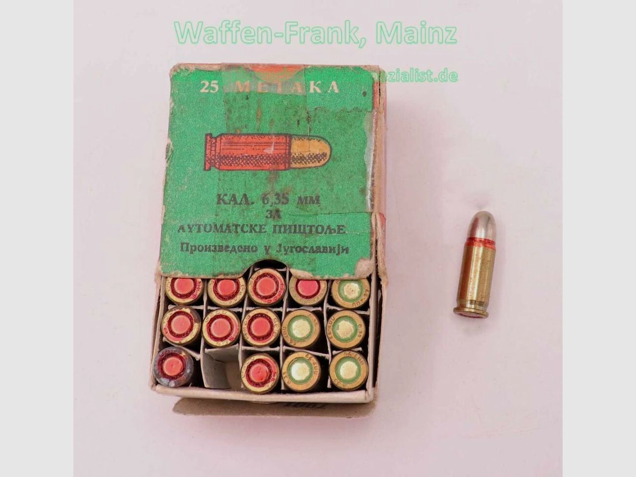 Munitions de pistolet yougoslave inconnues 6,35mm Browning/.25ACP