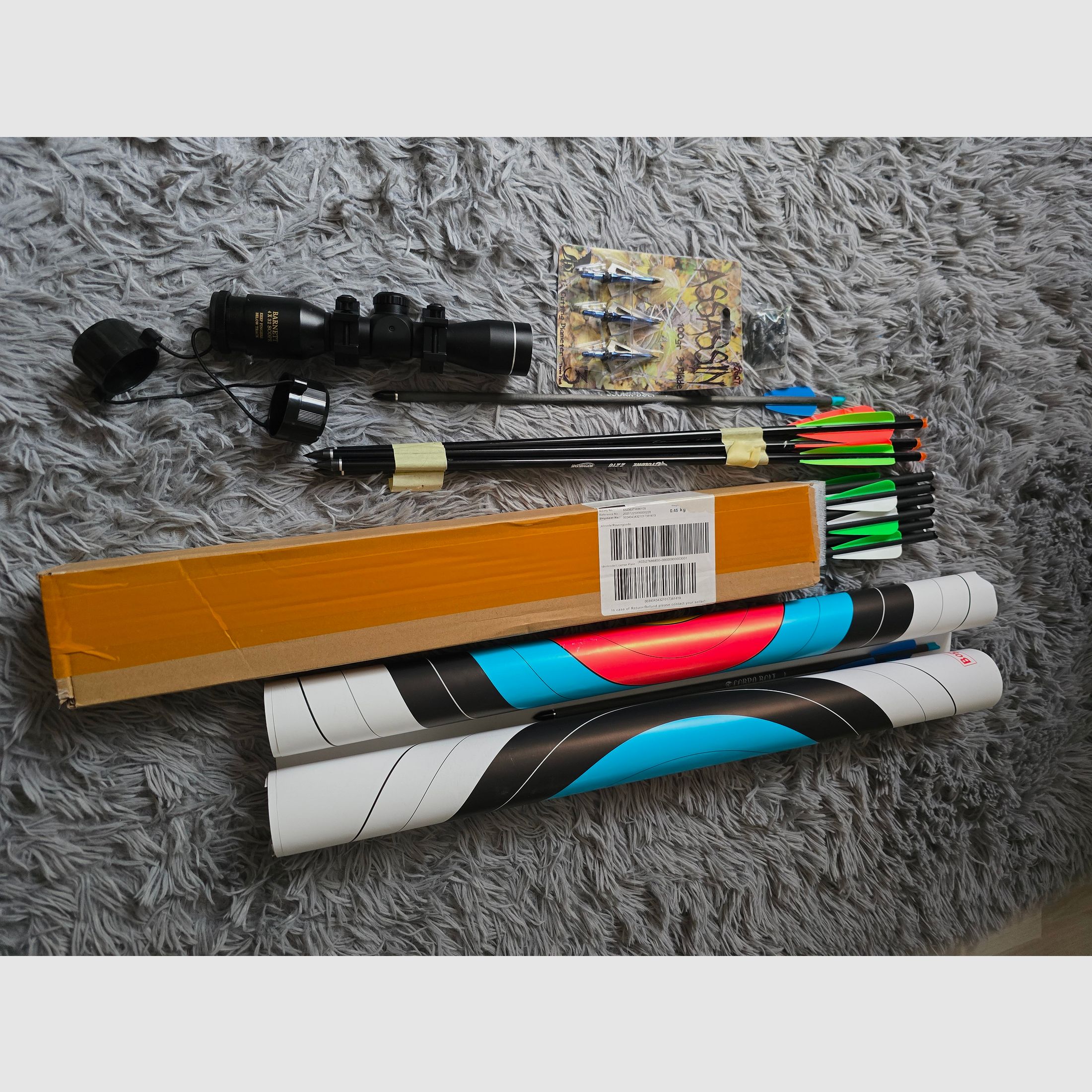 Armbrust-Zubehör-Set: Barnett Scope, Carbonpfeile, Jagdspitzen & Zielscheiben und Schaumstoffbox, Bild 3 von 5