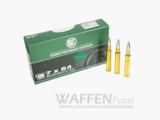 RWS Kaliber 7x64 Evolution Green bleifreie Büchsenpatronen 127grs