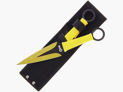 Set de cuchillos arrojadizos Kunai de 2 piezas amarillo