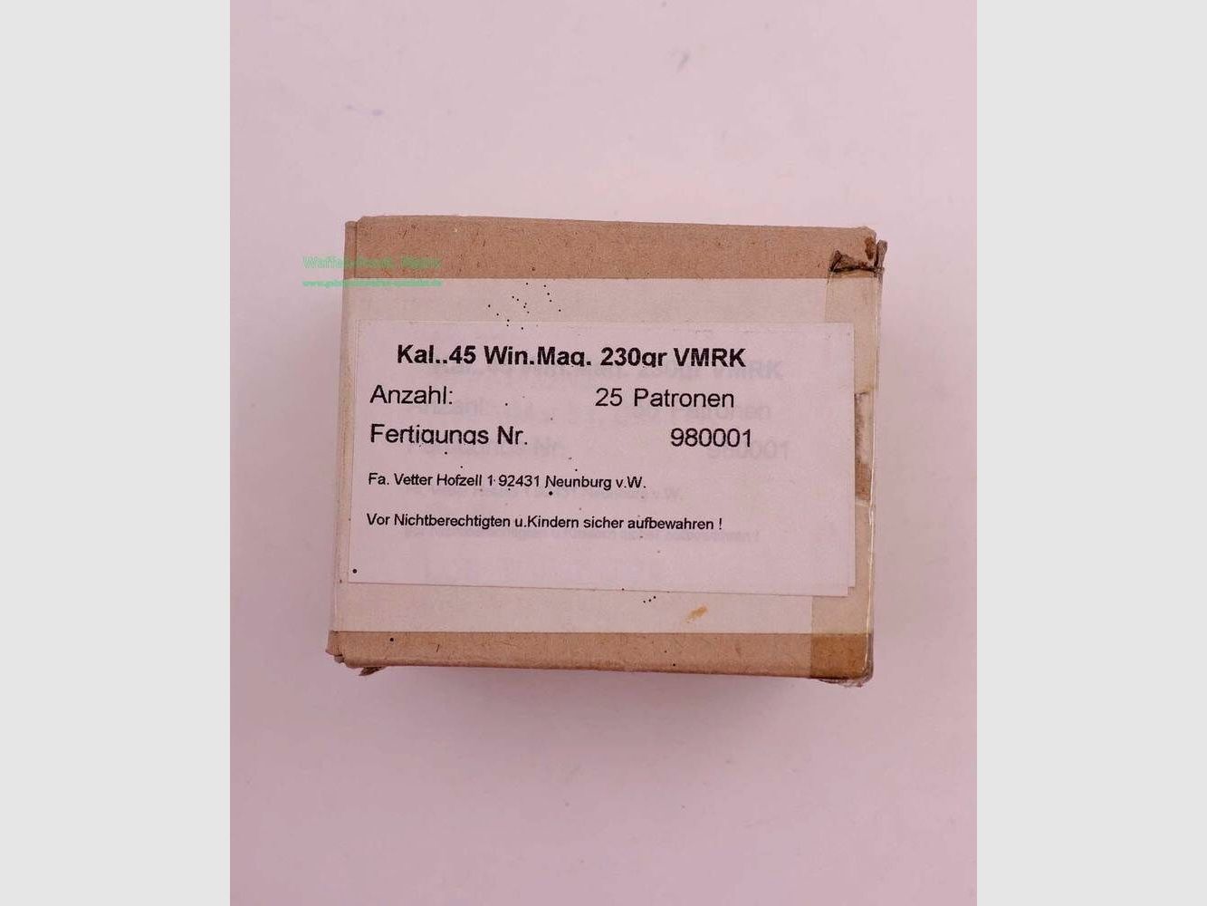 Vetter, Neunburg pistol ammunition