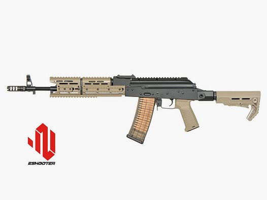 Strike Industries AK-TRAX mit Eshooter ETU S-AEG TAN