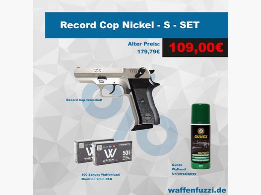 Record Cop NICKEL Schreckschusspistolen Set "S" Kaliber 9mm PAK