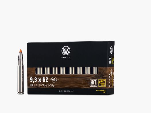 RWS 9,3x62 HIT Carabina corta 10,4g 160grs