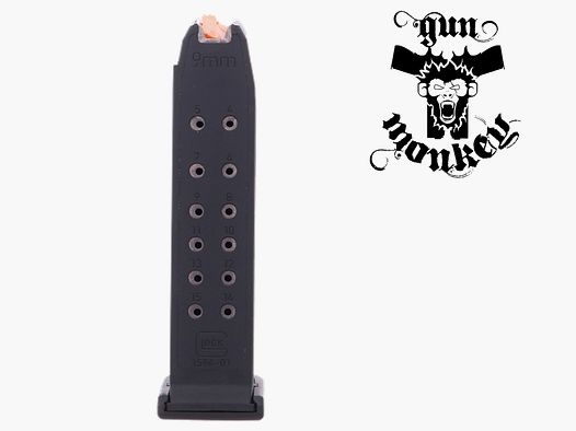 Magazin für Glock 19 – 15 Schuss, orangefarbener Zubringer (39231)
