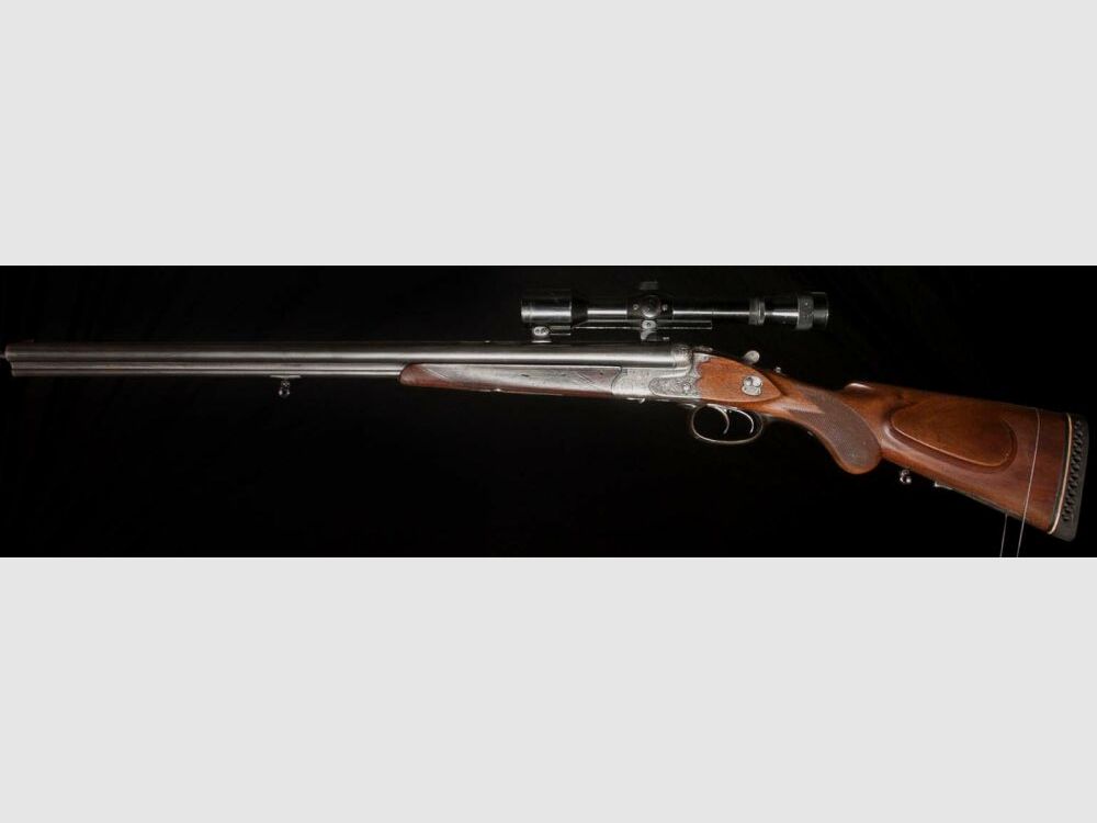 Drilling prebellico Kunz con incisione e serbatoio per calci BJ 1936