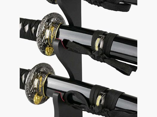 Epic Swords Katana Wakizashi Tanto Black Tiger Schwertset mit stumpfen Klingen inklusive Schwertständer und Zubehör