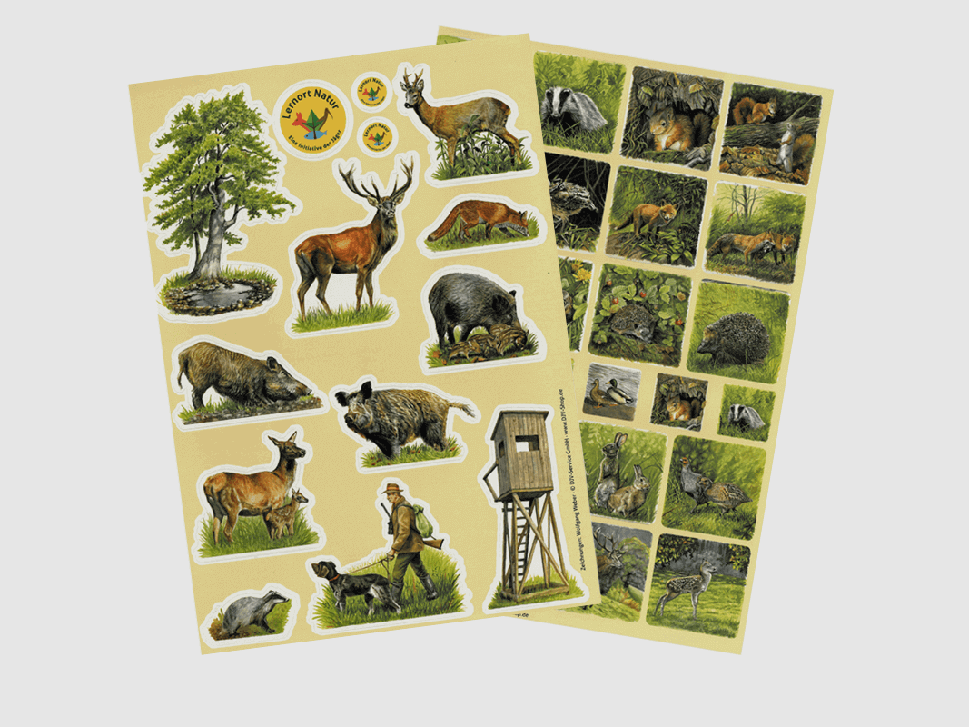 Lernort Natur-Aufkleberbögen Wildtiere