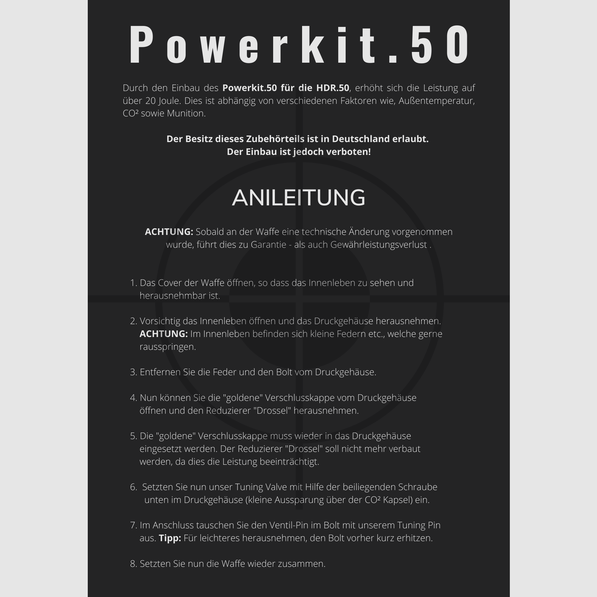 Powerkit.50 for HDR50 + GEN.2 | Exportventil | GOLD ELOXIERT | Maximale Power 7,5j Version | 20-30J