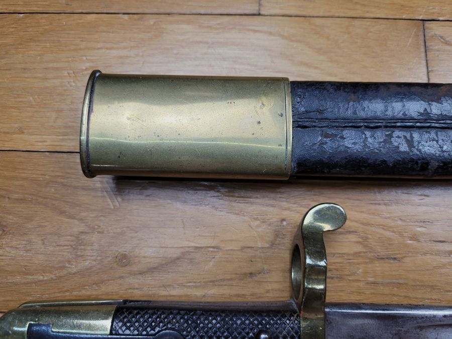 Schöne Bajonett 1855 genannt „Lancaster“ – Britisches Ingenieurkorps – schöne dicke Klinge „Weidenblatt“ – eines der 5.363 produzierten für die Royal Sappers and Miners – Futteral – sehr guter Zustand, Bild 14 von 20