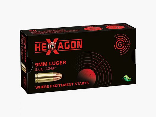 GECO 9mm Luger 124grs Hexagon 50 rounds