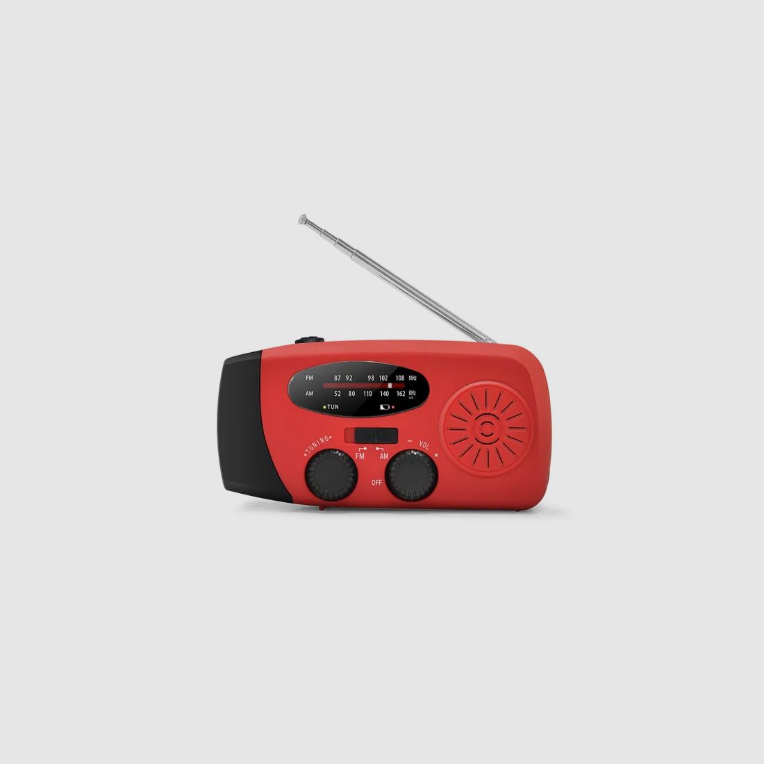 Kurbelradio FM/AM mit Powerbank und Solaraufladung