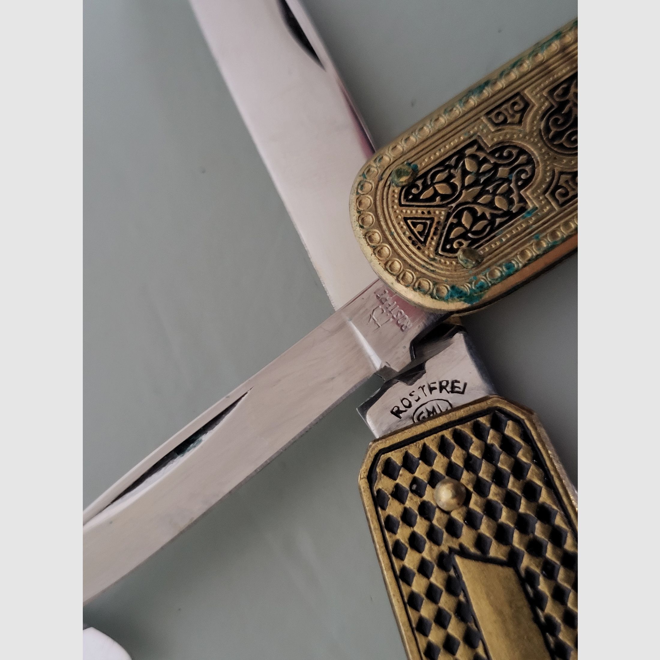 Toledo pocket knife - folding knife brass - Solingen - 1960s