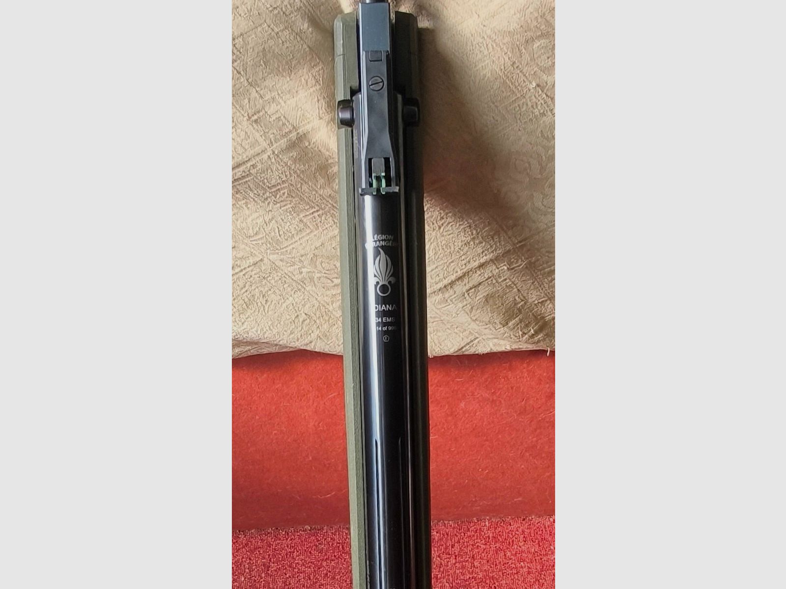 Diana 34 EMS Legion ètranger Sonderauflage 514 van 999 Kleur OD GREEN, Kaliber 4,5mm Diabolo's, weinig geschoten - Zonder gebreken - zeer goede schotprestatie, Topstaat & kwaliteit, als nieuw!!