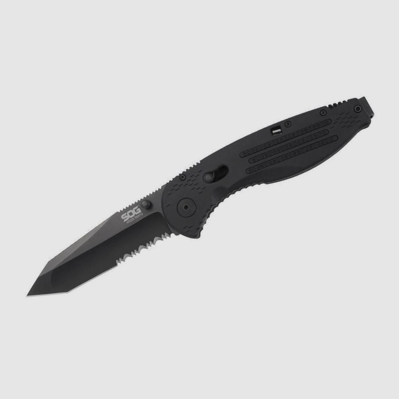 Taschenmesser Aegis Black Tanto Messer mit Teilwellenschliff