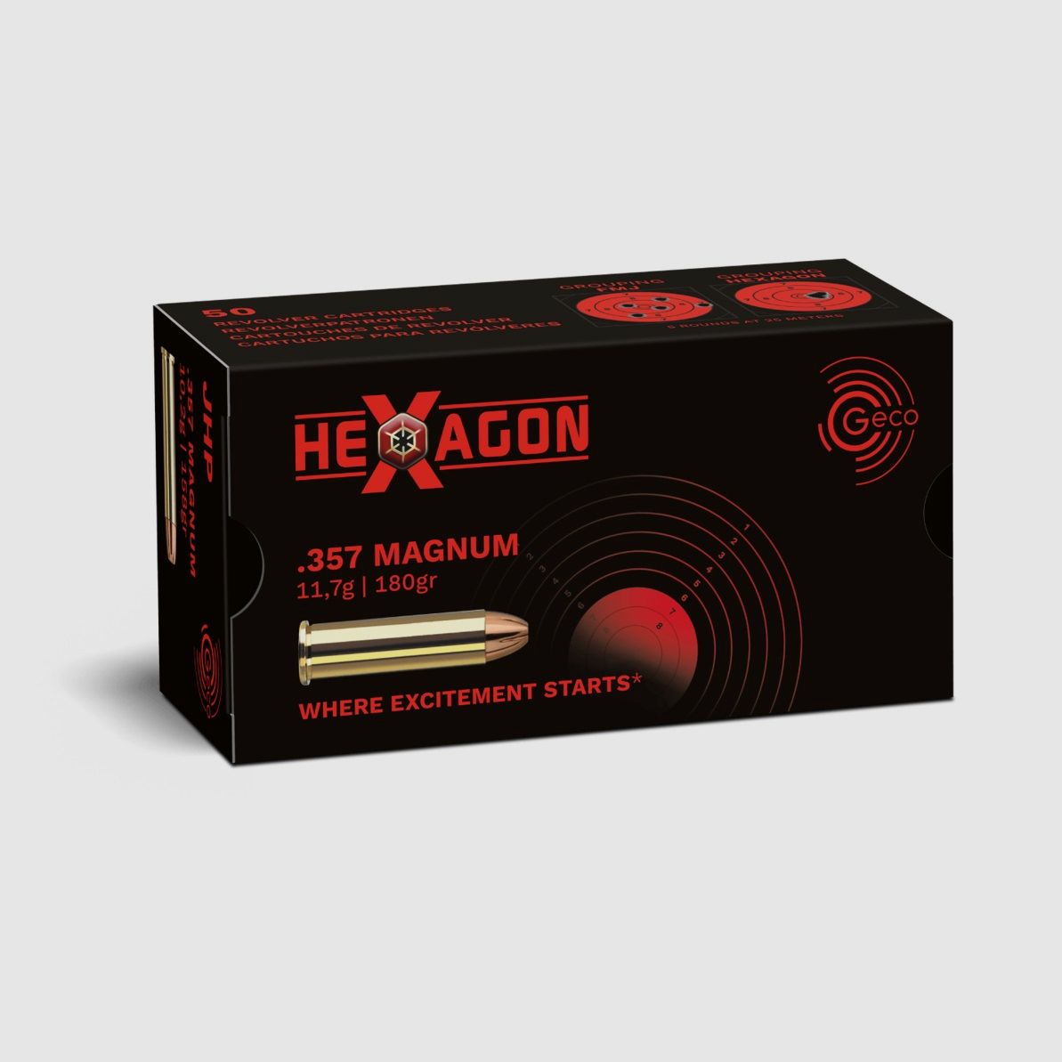 GECO Kal. 3.. Revolver .357Mag JHP HEXAGON 50 Stk 180grs/11,7g, Bild 1 von 3