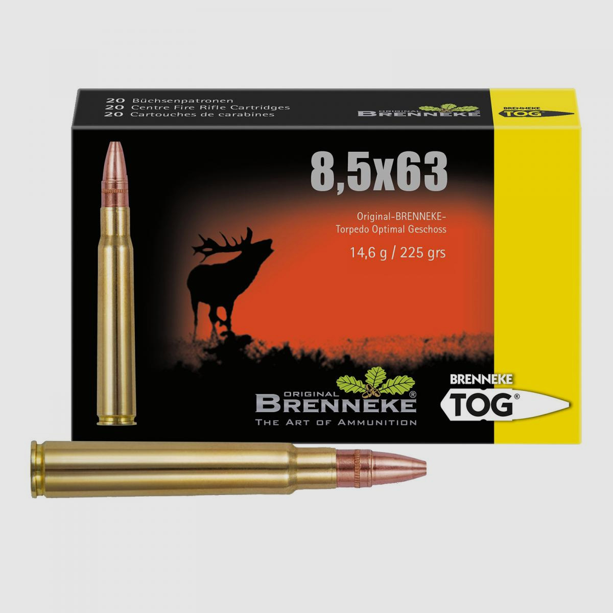 Brenneke 8.5x63 Reb 225GR TOG 20 cartridges