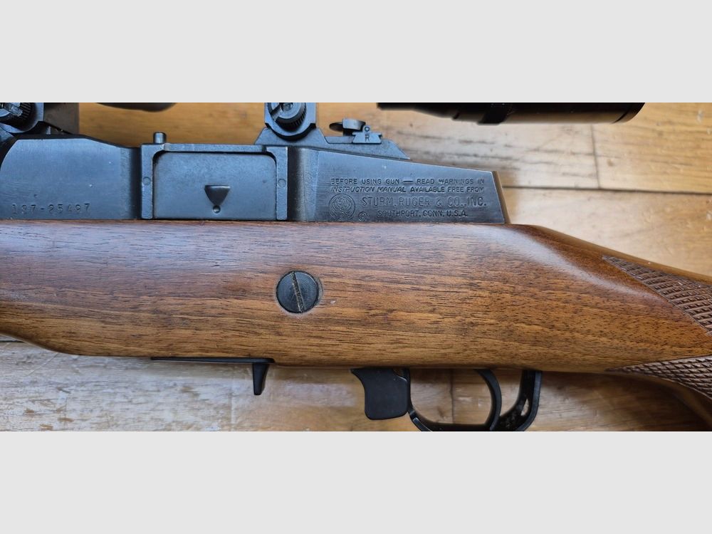 Very nice small rifle RUGER MINI 14 Ranch Rifle – Cal. 222 Rem. – Scope Laurell 3-9×32 – Very nice bluing at 99 % – Very nice wood – Impeccable mechanics – Very nice barrel – Superb used condition 100% pure enjoyment – Delivered with sling and three magazines! – TBE++, image 29 of 34