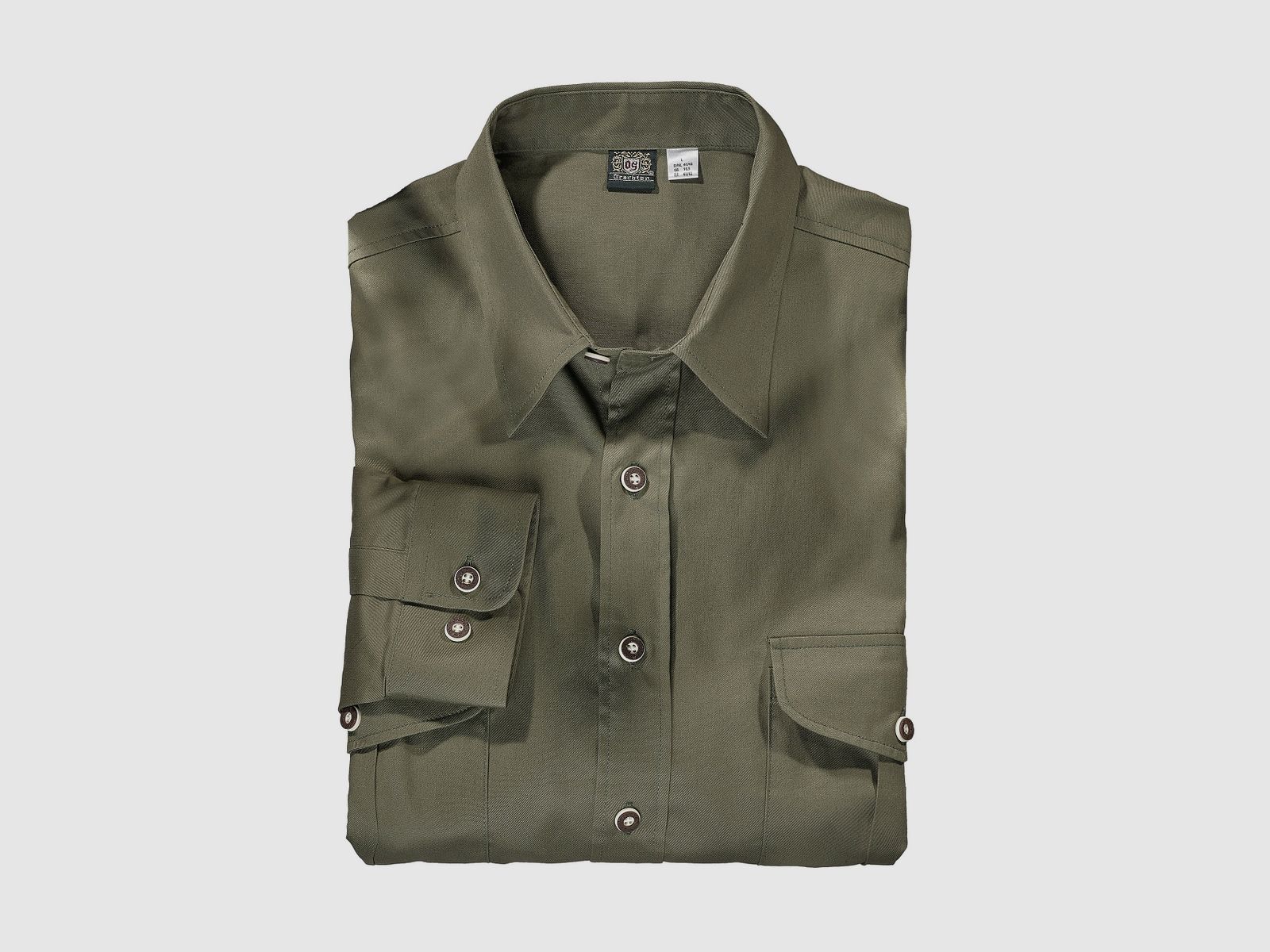 OS-Trachten Camicia da Uomo a Manica Lunga con Zona di Stretch