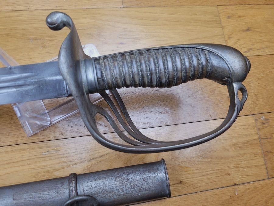 Sabre Modell vor 1882 – Zouave / Armee von Afrika – Breite Klinge mit doppelter Kerbe – FER-Griff mit Rillen – Coulaux – Um 1850-80 – selten – TBE, Bild 9 von 20