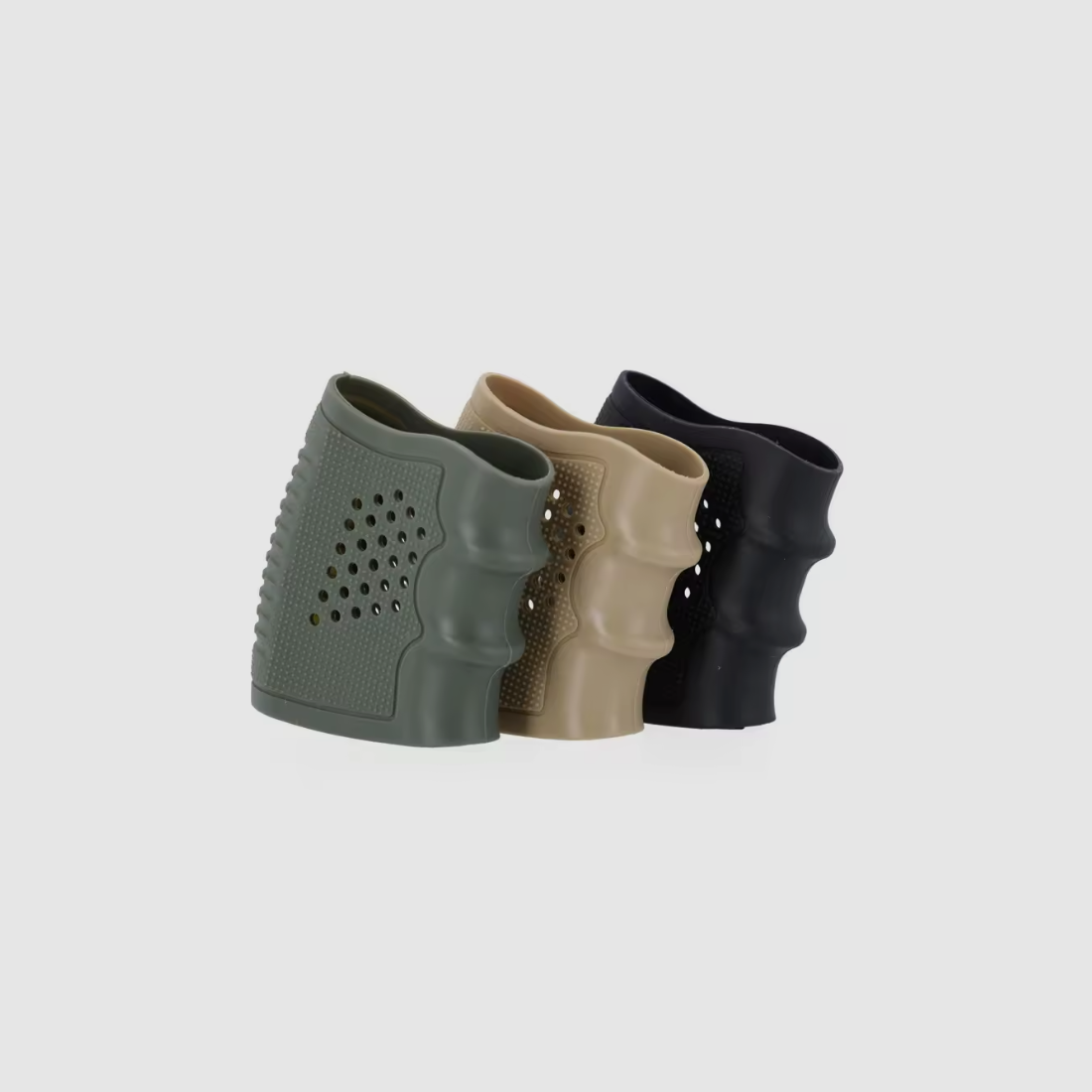 3 Stk. Tactical Grip Glove Griffüberzug Gummi für Glock und weitere Pistolen, schwarz, grün & desert, Bild 1 von 5