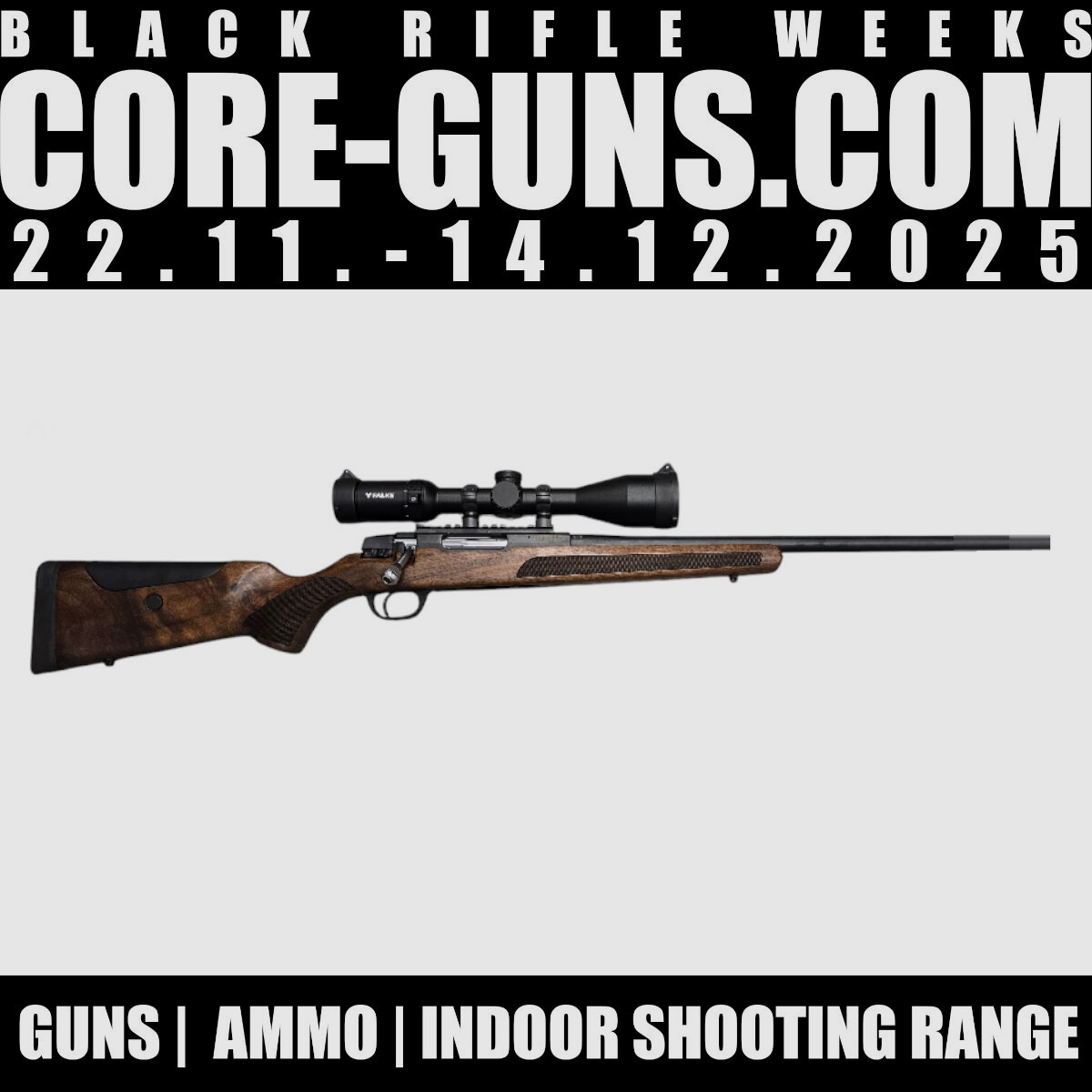 Brenner BR20 herhalingsgeweer, verstelbare kolf, 308Win + Falke 3-12x56L4 + montage ringen BLACK WEEKS DEAL