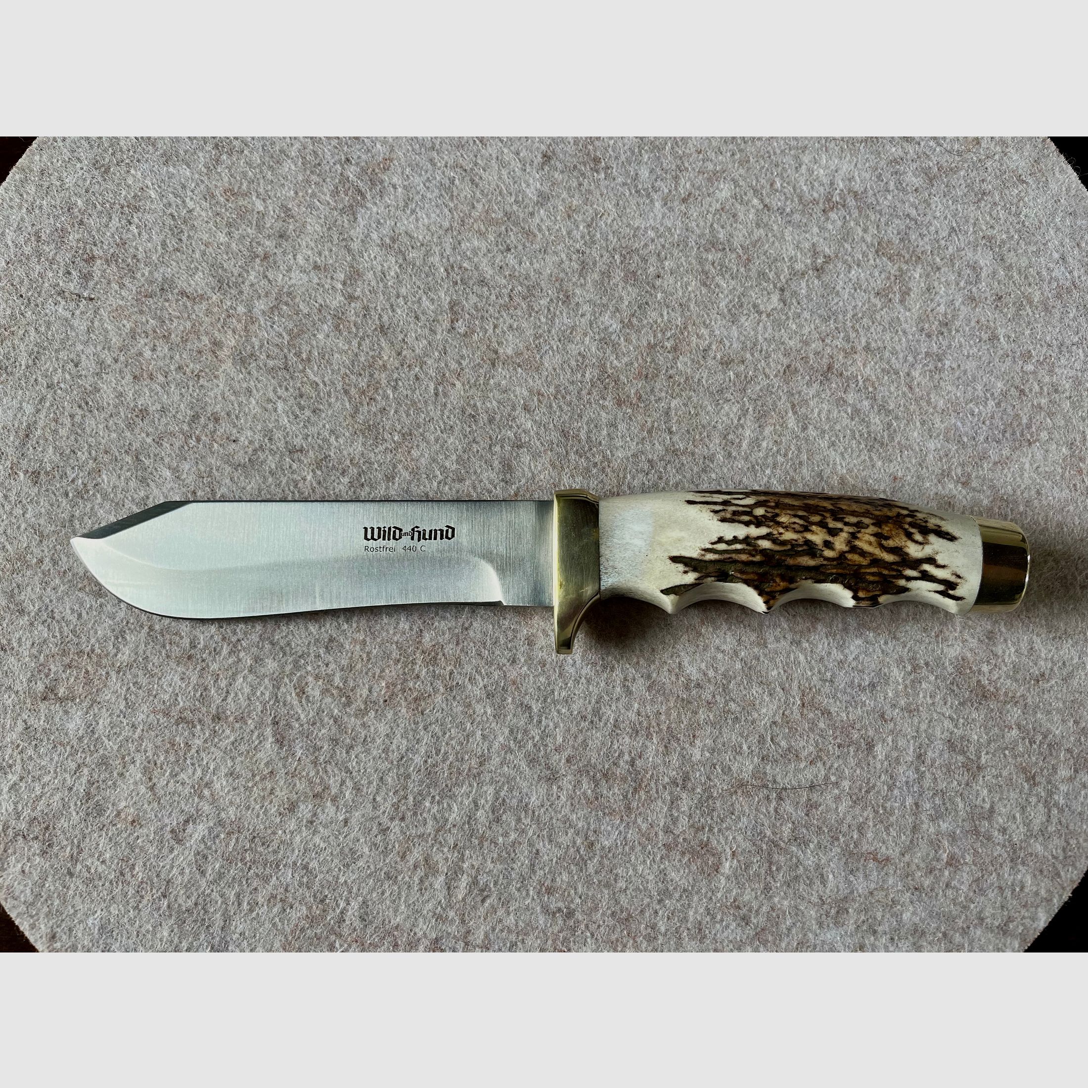 Jagdmesser Wild und Hund Jubiläumsedition Waidblatt Rüdemann mit Lederscheide (Neuwertig)