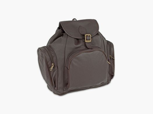 Leather backpack 3 pockets - black