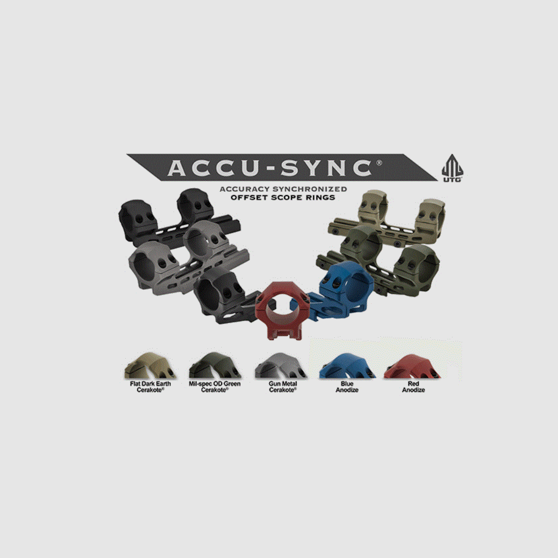 UTG® ACCU-SYNC® 30mm High Profile 50mm Offset Picatinny Rings