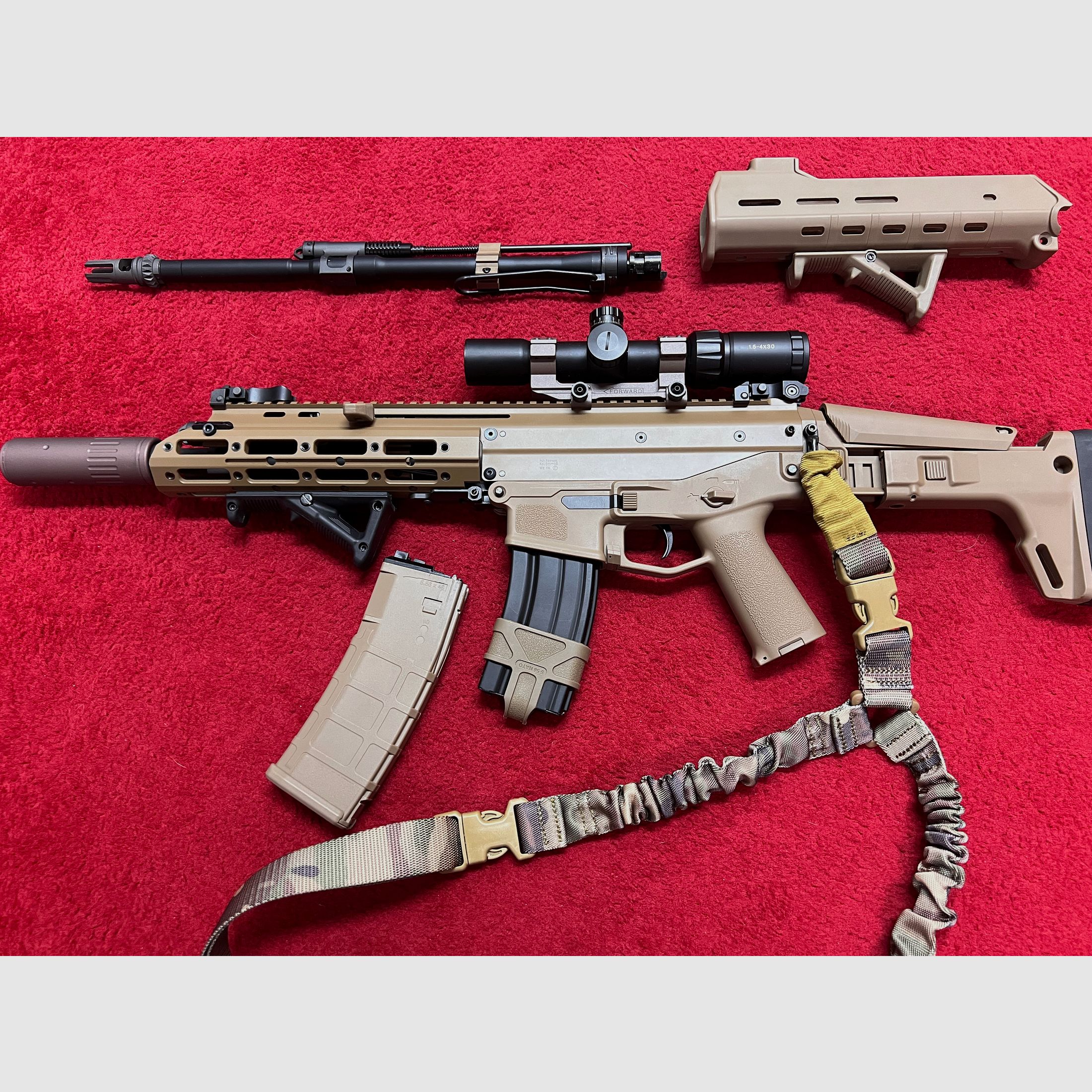 Wei-ETech MSK Masada Open Bolt GBB 6mm BB in Tan with accessories and interchangeable system