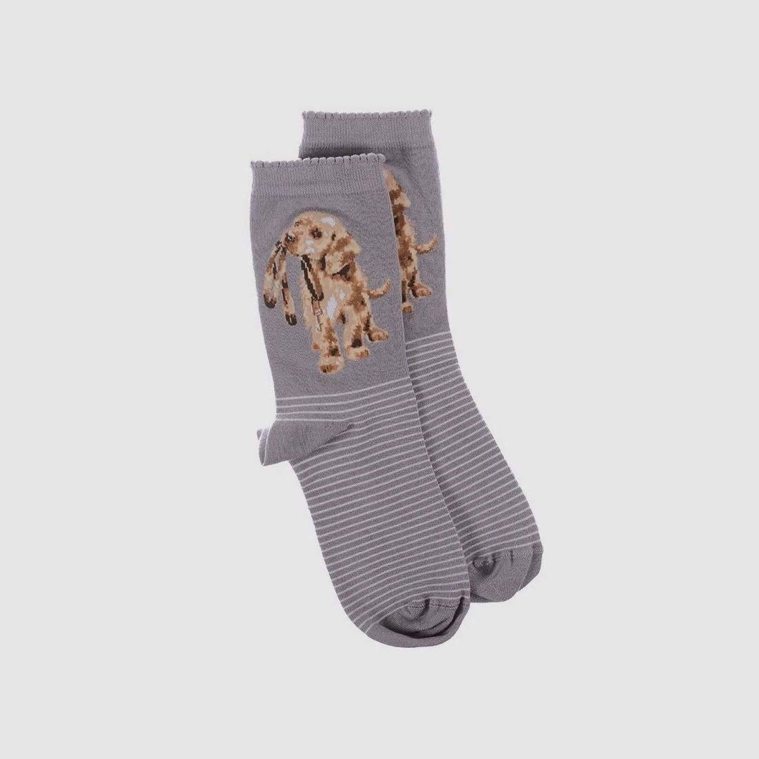 Wrendale Socken "Hopeful" mit Hund grau