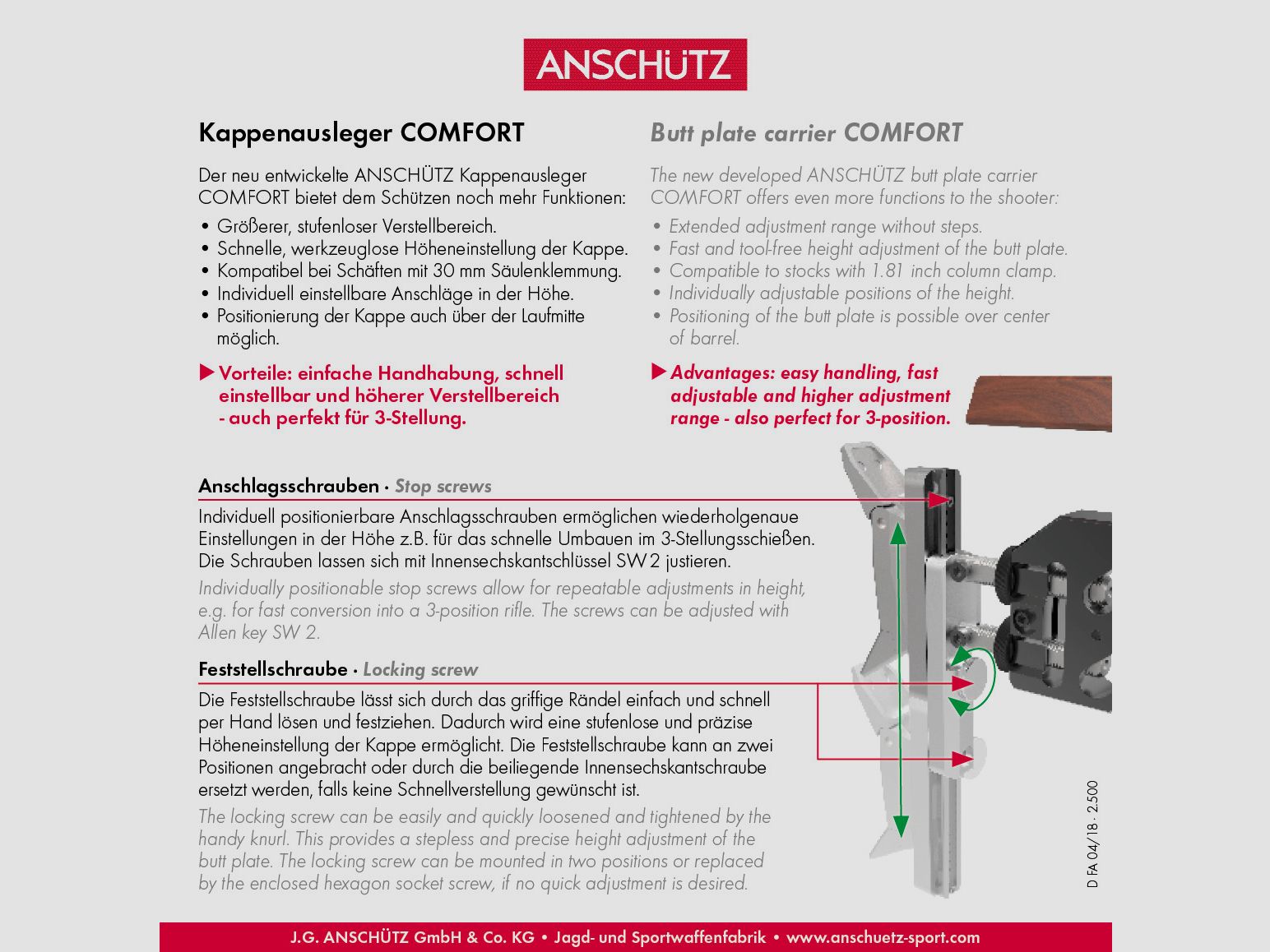 Braccio di supporto Schaftkappenausleger COMFORT