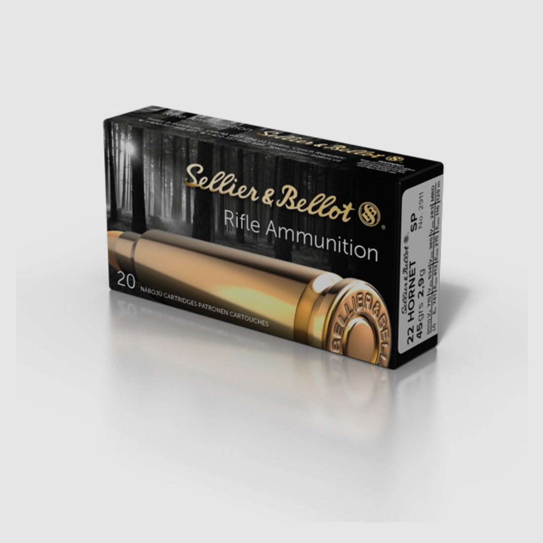 Sellier & Bellot .22 Hornet SP deelmantel 2,9g 45grs. 2911 geweermunitie