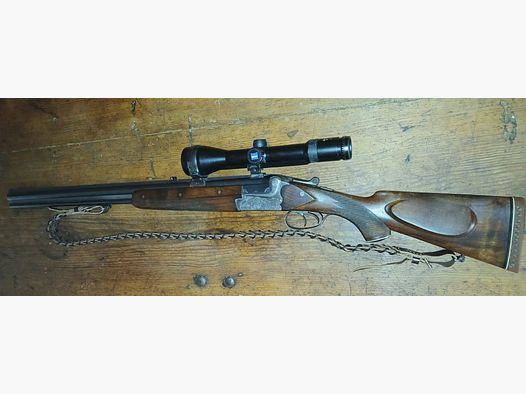 exquisita Merkel Bockbüchsflinte con cañón de doble cañón intercambiable en calibres 8x57 y 12/70