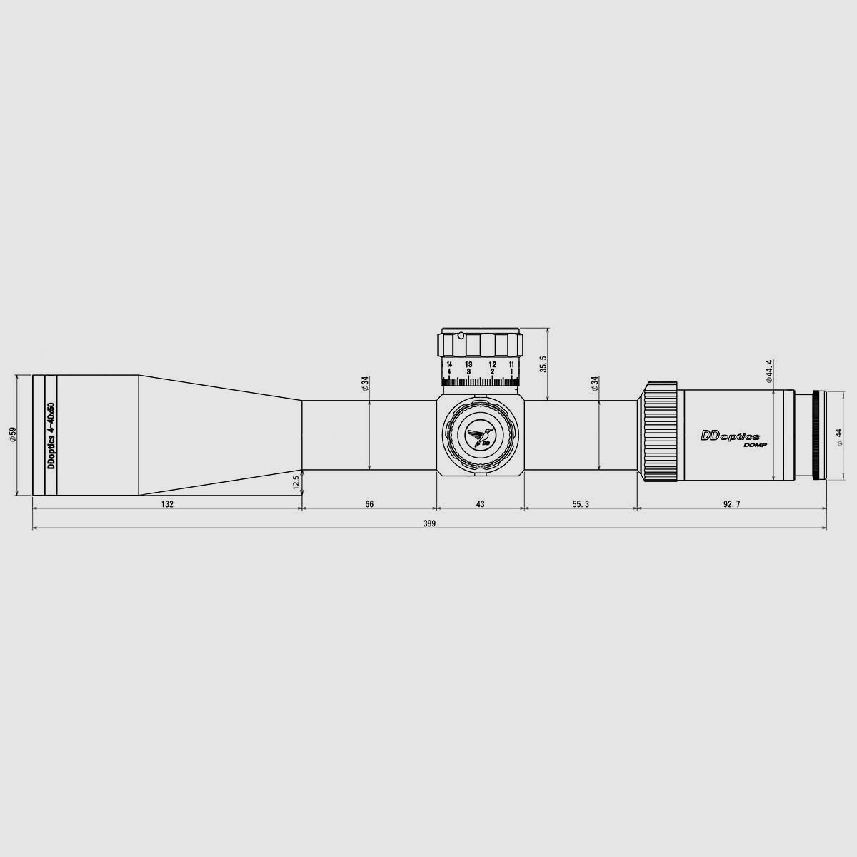 DDoptics Zielfernrohr | DDMP V10 4-40x50 | Sportschießen | MOA | tac-A.