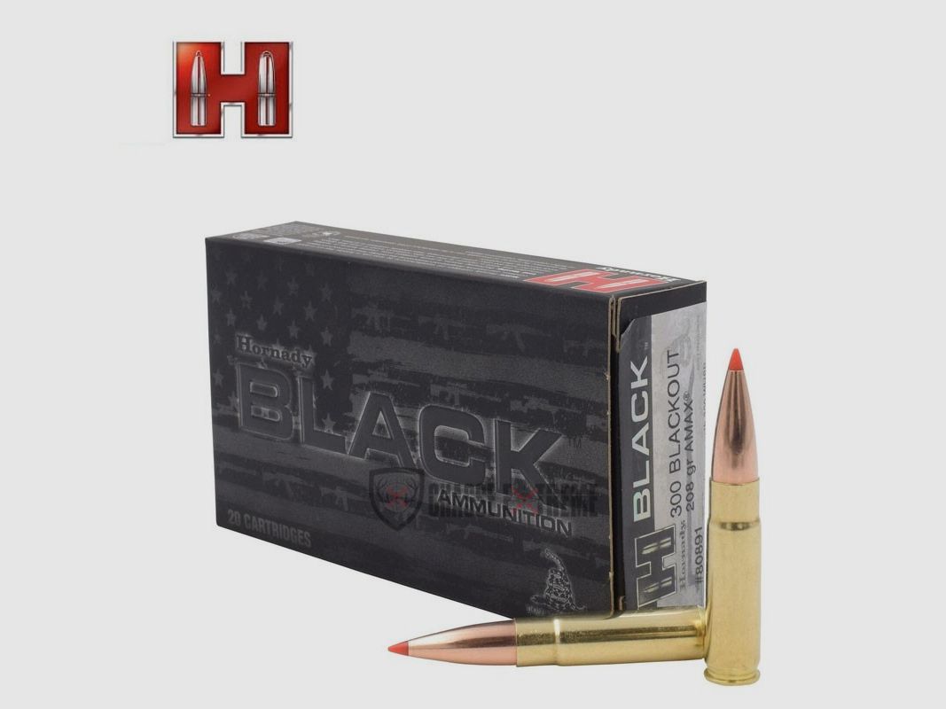 20 Patronen HORNADY Black 300 Blackout 208 Gr A-Max
