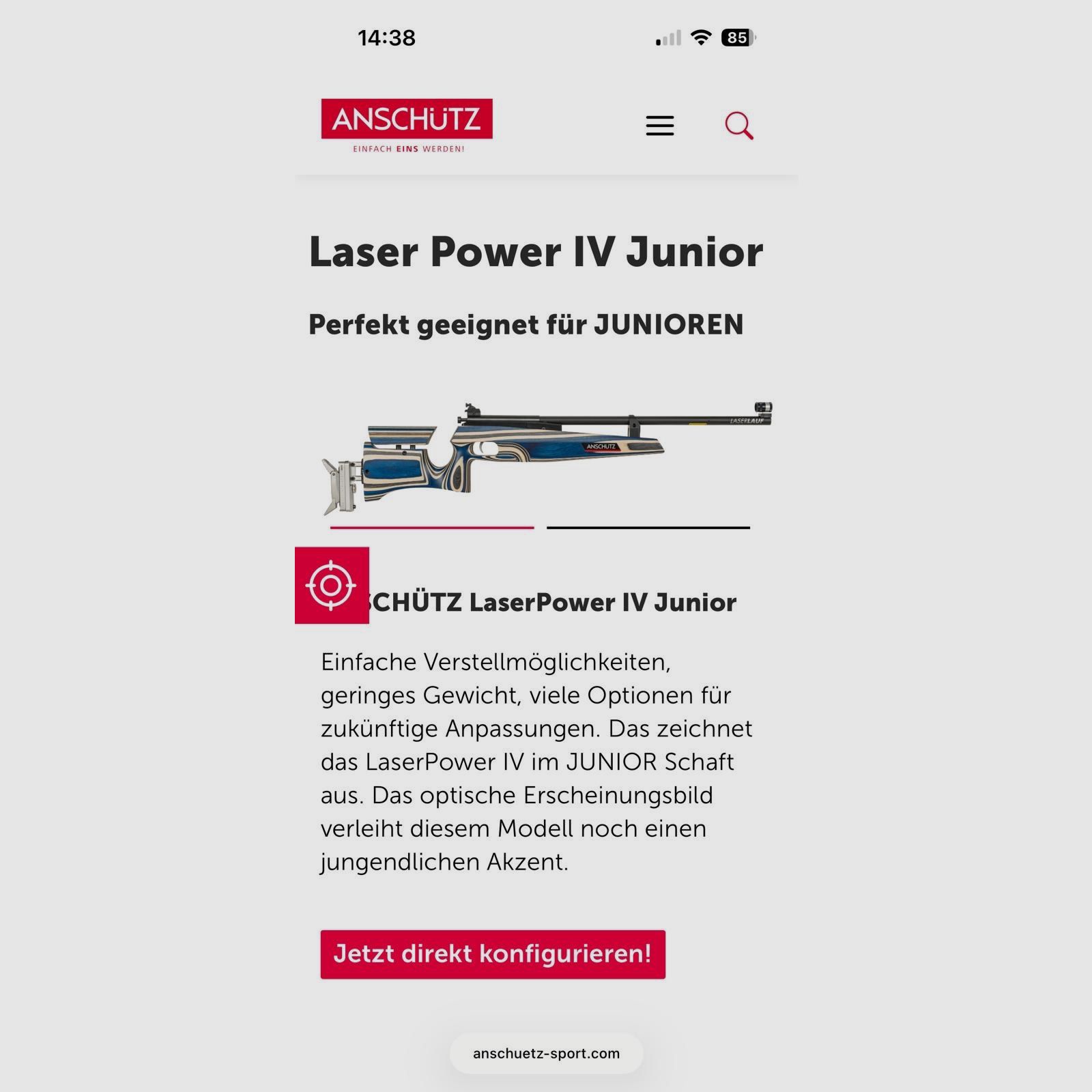 Anschütz LaserPower IV Junior Lichtgewehr