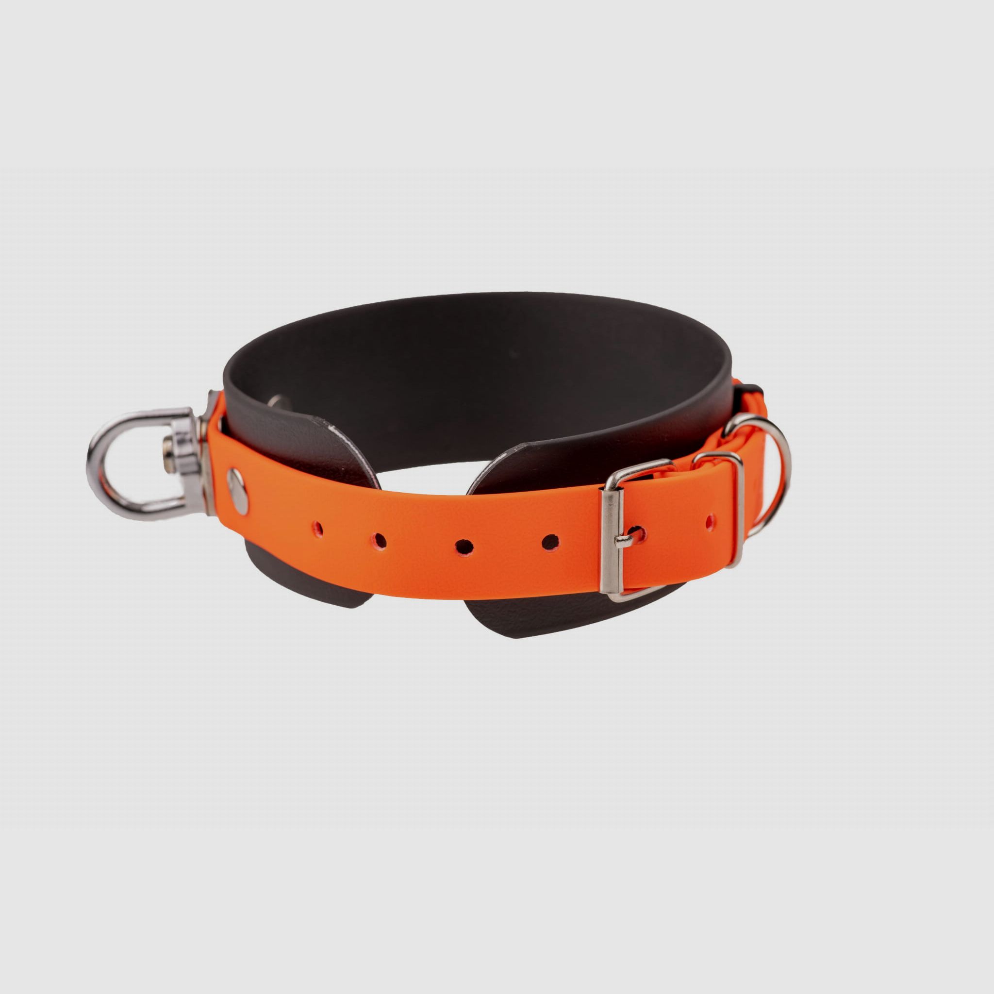 Collare da traccia BioThane 50 mm 38–52 cm nero-arancione, immagine 1 di 3