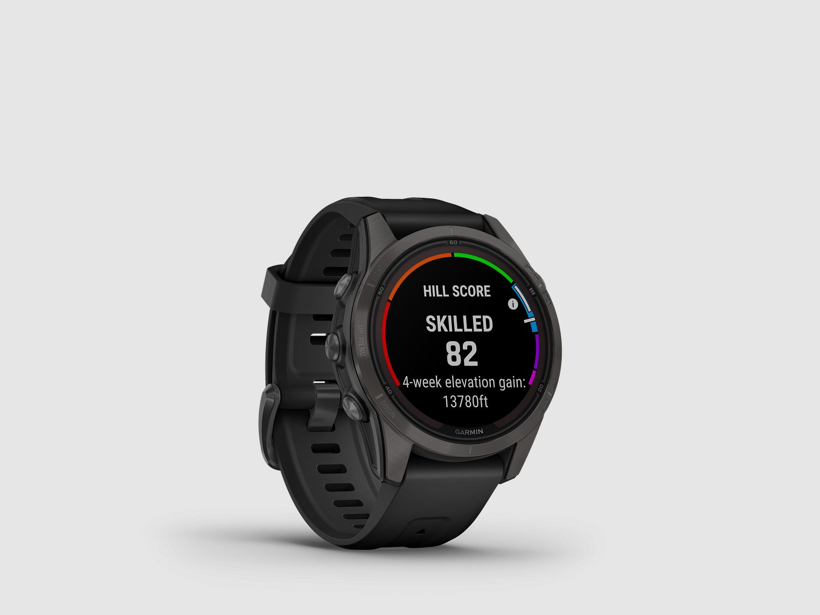 Garmin fēnix® 7S Pro – Edizione Sapphire Solar, Nero/Grigio Carbonio Titanio DLC con cinturino in silicone QuickFit® da 20 mm
