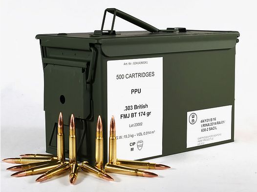 PPU-Munitionsbox mit .303 British FMJ 174 grs 1 Munitionskiste (500 Schuss á 0,998 €*)