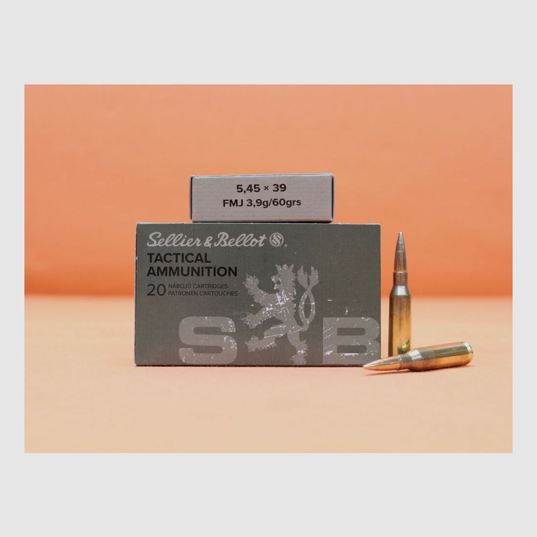 S&B Sellier & Bellot Patrone 5,45x39 S&B 60grs FMJ (8730) VE 20 Patronen/ 3,9g Vollmantel