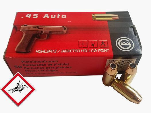 Geco cartuccia per pistola .45 Auto JHP 230grs.