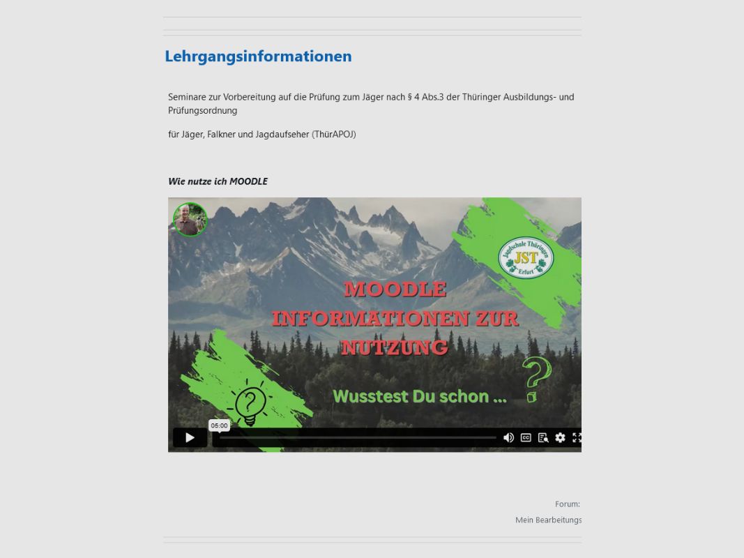 Access to the internal MOODLE learning platform of the JST