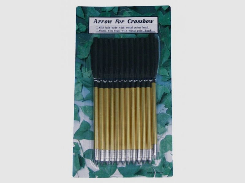 12 St.-Pack Aluminium Pfeile Bolzen Gold / Schwarz 80lbs 6,5" z.B. Armbrust Pistole Cobra Viper