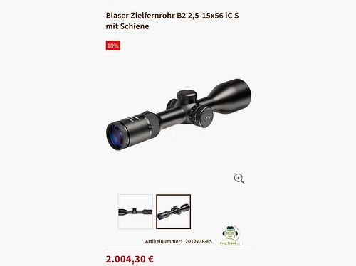Blaser riflescope B2 2.5-15x56 iC S with rail and Blaser saddle mount