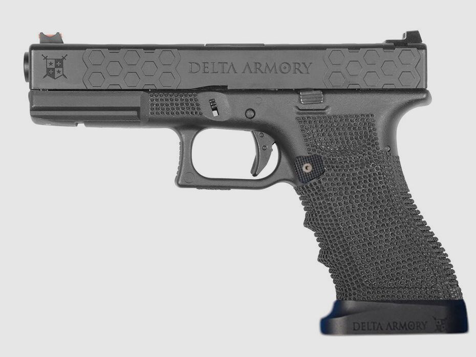 P03 GBB Airsoft Pistole mit Grip Stippling in Schwarz | Delta Armory